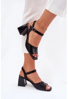 Dámské sandály na sloupkovém podpatku Vinceza – černé