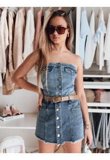 Top damski gorsetowy jeansowy GORSETORA niebieski Dstreet RY2826