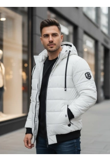 Kurtka męska zimowa pikowan z kapturem biała Dstreet TX5096