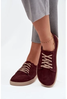 Semišové trampky typu barefoot z přírodního semiše Zazoo – bordó