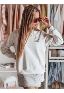 Bluza damska oversize z haftem CHERSOFT szara Dstreet BY1402