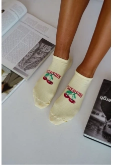 Dámské kotníkové ponožky CHERRIES – žluté