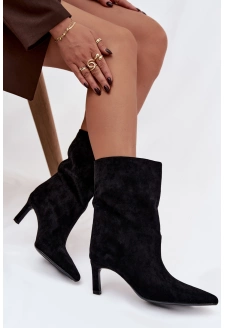 Dámské kotníkové boty na jehlovém podpatku Solvienne – černé