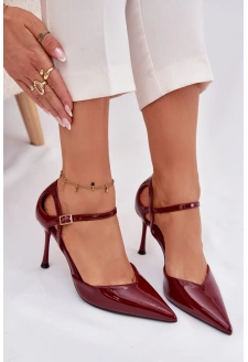 Dámské lakované lodičky s páskem Bordové Tarilin