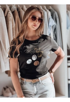 T-shirt damski z pudlem LUMIFITU czarny Dstreet RY2736