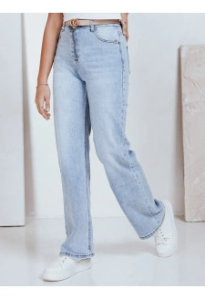 Jeansy damskie z wysokim stanem wide leg jasnoniebieskie Dstreet UY2786
