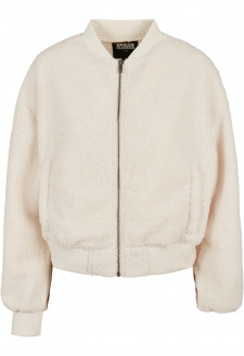 Dámská oversized bunda Sherpa Bomber Jacket whitesand