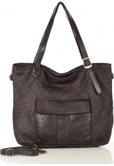 MARCO MAZZINI Velká tmavě hnědá tkaná kabelka