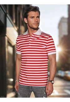 Koszulka męska polo w paski biała Dstreet PX0643