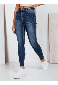 Jeansy damskie skinny z wysokim stanem granatowe Dstreet UY2823