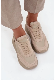 Dámské kožené tenisky na platformě Artiker  – béžové 
