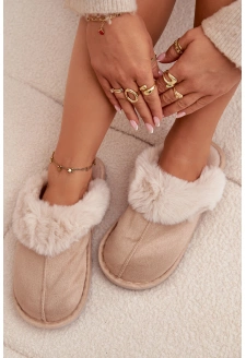 Dámské pantofle s kožíškem – béžové Carisse