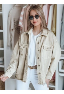 Kurtka damska jeansowa oversize JUSTDEM beżowa Dstreet TY4908
