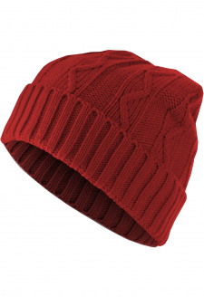 Čepice Beanie Cable Flap - červená