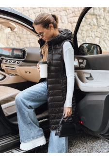 Kamizelka damska pikowana z kapturem czarna Dstreet TY5255