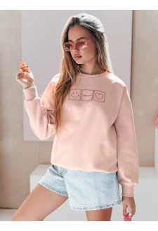 Bluza damska oversize z haftem EASYJOY różowa Dstreet BY1513