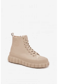 Dámské zateplené tenisky na platformě z ECO kůže Big Star – béžové