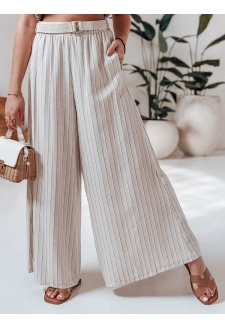Spodnie damskie wide leg z paskiem SUMMERLINE beżowe Dstreet UY2697