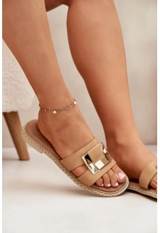 Dámské ploché pantofle s ozdobným detailem Artiker  – béžové