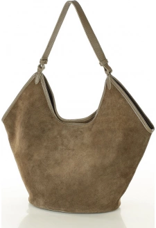 MARCO MAZZINI Béžová taupe kožená hobo kabelka