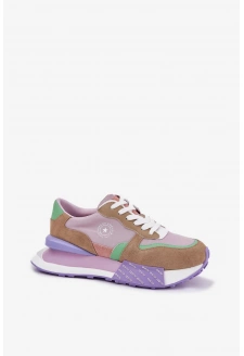 Dámské semišové tenisky na platformě Big Star – růžové