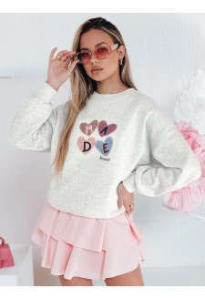 Bluza damske oversiz z sercami MADELIN szara Dstreet BY1459