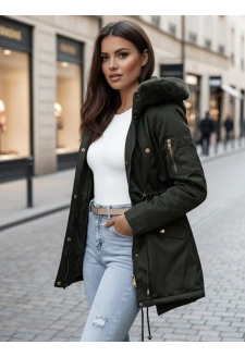 Kurtka zimowa damska parka z futerkiem ERISS zielona Dstreet TY4534z