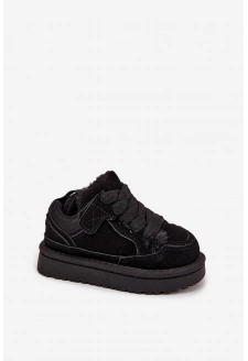 Dětské zateplené sneakers s kožíškem Mireen – černé