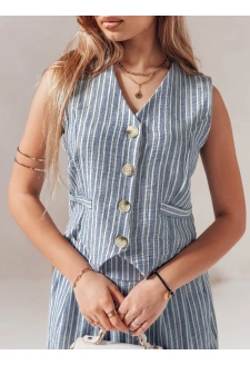 Marynarka damska bez rękawów LINELIA niebieska Dstreet PY0134