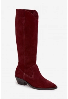 Dámské zateplené kozačky kovbojky Zazoo – bordó