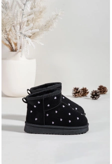 Dětské sněhule se srdíčky Gracina – černé