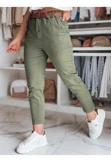 Spodnie damskie casualowe z paskiem MADELINA khaki Dstreet UY2628