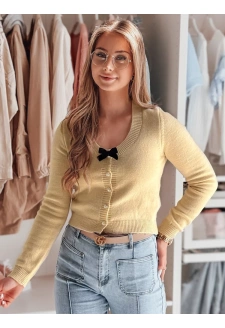 Sweter damskie krótki one size z kokardką LAMURE beżowy Dstreet MY2473