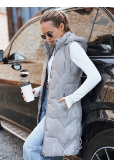 Kamizelka damska długa pikowana szara Dstreet TY5266