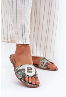 Dámské ploché pantofle s ozdobnou přezkou – multikolor Clariola