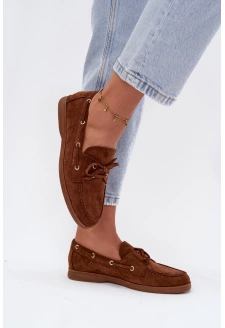 Dámské polobotky mokasíny se šněrováním Calivra – camel