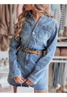 Sukienka damska mini one size JINELLA z paskiem niebieska Dstreet EY2569