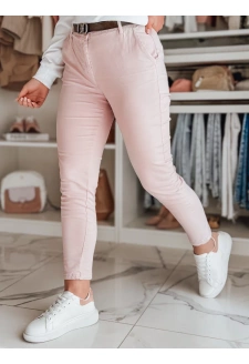 Spodnie damskie slim fit z paskiem LINESKA różowe Dstreet UY2630