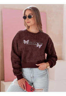 Bluza damska oversize tie-dye w motyle SPARKI bordowa Dstreet BY1405