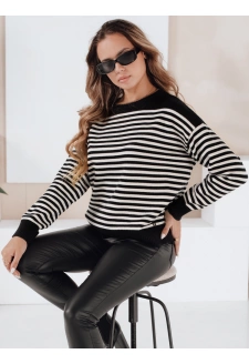 Damski sweter w paski ELVARA czarny Dstreet MY2524