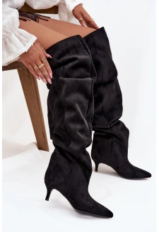 Dámské kozačky na jehlovém podpatku Ysolienne – černé