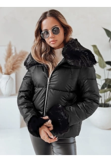 Kurtka damska krótka z futerkiem czarna Dstreet TY5067