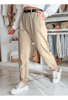 Spodnie damskie chinosy z paskiem TAILANDI latte Dstreet UY2549
