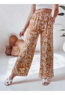 Spodnie damskie materiałowe wide leg TROPICAL SUN kamelowe Dstreet UY2633