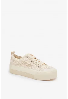 Dámské krajkové tenisky Big Star – béžové