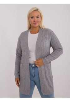 Šedý kardigan bez zapínání plus size