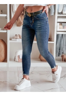 Spodnie damskie jeansowe skinny z paskiem SKINNYJUP niebieskie Dstreet UY2223