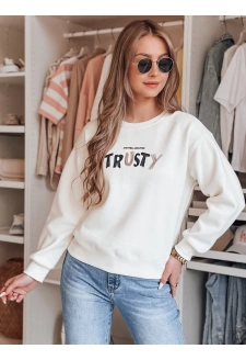 Bluza damska oversize z haftem SOFTRUS ecru Dstreet BY1411