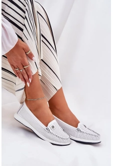 Dámské kožené mokasíny S.Barski – bílé