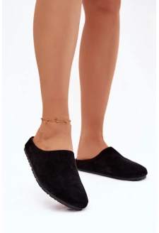 Dámské domácí pantofle z eko semiše – černé Kalvess